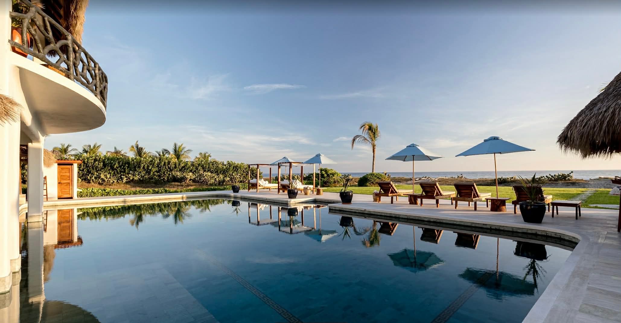 Villa pool with ocean view